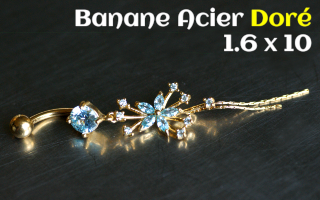 Bananes Acier dore 1.6 x 10 - Zircon aiguemarine