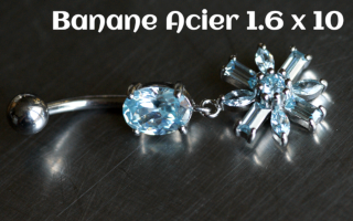 Bananes Acier 1.6 x 10 zircon aiguemarine-
