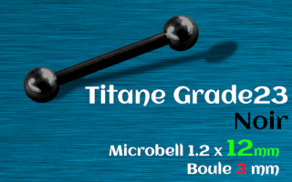 Microbell Titane Noir 1.2x12 - boule 3 mm