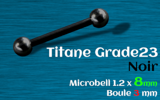 Microbell Titane Noir 1.2x8 - boule 3 mm