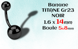 Banane Titane Noir 1.6x14 - boule 5 et 8 mm