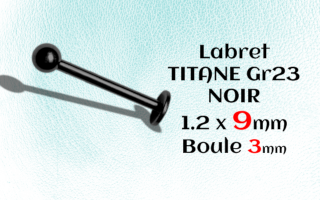 Labret titane noir 1.2x9x3