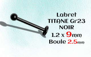 Labret titane noir 1.2x9x2.5