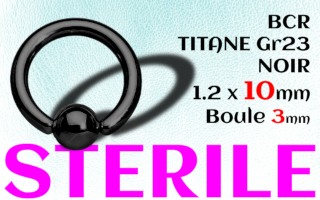 BCR Titane Noir STERILE 1.2 x 10 - boule 3 mm