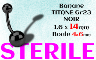 LBanane Titane Noir STERILE 1.6 x 14 - boules 4 et 6 mm
