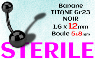 LBanane Titane Noir STERILE 1.6 x 12 - boules 5 et 8 mm