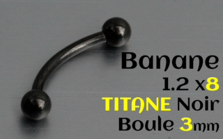 banane 1.2 x 8 Titane Noir boules 3 mm