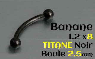 banane 1.2 x 8 Titane Noir boules 2.5 mm