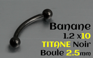 banane 1.2 x 10 Titane Noir boules 2.5 mm