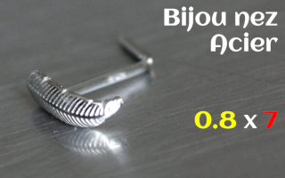 Bijou Nez plume Acier 0.8 x 7 - forme en L