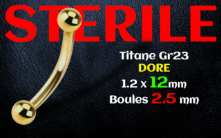 Micro banane 1.2 x 12 x 2.5 Titane Dore STERILE