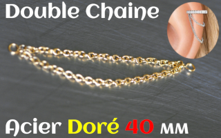 Double chainette Acier Dore 40 mm