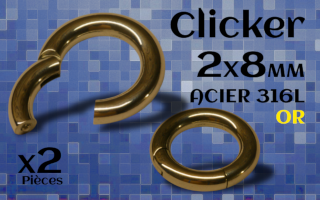 Clicker Acier dore 2 x 8 mm