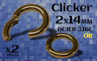 Clicker Acier dore 2 x 14 mm
