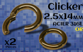 Clicker Acier dore 2.5 x 14 mm