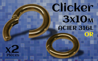 Clicker Acier dore 3 x 10 mm