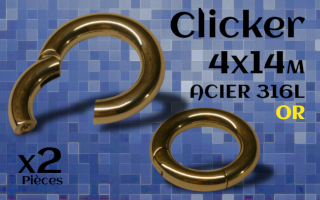 Clicker Acier dore 4 x 14 mm