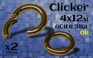 Clicker Acier dore 4 x 12 mm