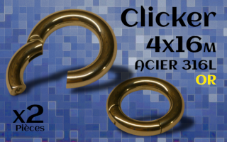 Clicker Acier dore 4 x 16 mm