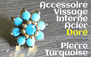 Accessoire vissage interne Acier Dore- design turquoise