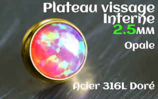 Plateau vissage interne - diametre 2.5 mm - Acier Dore - opale