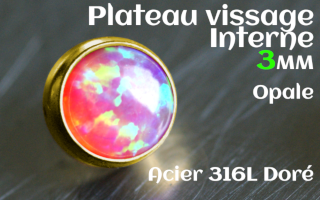 Plateau vissage interne - diametre 3 mm - Acier Dore - opale