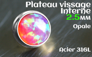 Plateau vissage interne - diametre 2.5 mm - Acier - opale