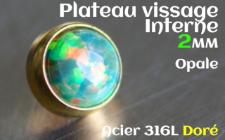 Plateau vissage interne - diametre 2 mm - Acier Dore - opale