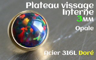 Plateau vissage interne - diametre 3 mm - Acier Dore - opale