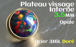 Plateau vissage interne - diametre 3.5 mm - Acier Dore - opale