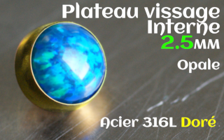 Plateau vissage interne - diametre 2.5 mm - Acier Dore - opale