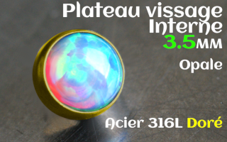 Plateau vissage interne - diametre 3.5 mm - Acier Dore - opale