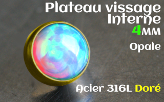 Plateau vissage interne - diametre 4 mm - Acier Dore - opale