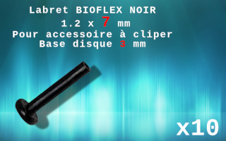 Labret bioflex noir à clipper 1.2x7 base 3 mm sterilisable en autoclave