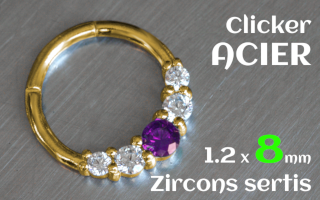 Clicker 1.2x 8 Acier Dore - zircons sertis
