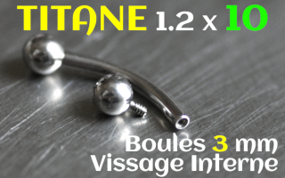 banane Titane 1.2 x 10 - Boules 3 mm - vissage interne
