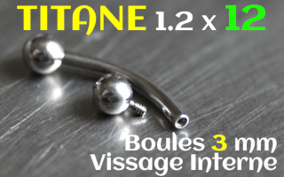 banane Titane 1.2 x 12 - Boules 3 mm - vissage interne