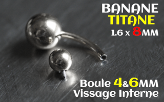 Banane Titane 1.6 x 12 - Boules 4 et 6 mm - vissage interne