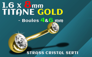 Banane Titane Dore 1.6 x 8 - Boules 4 et 6 mm