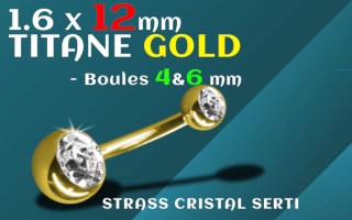 Banane Titane Dore 1.6 x 12 - Boules 4 et 6 mm