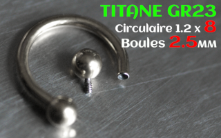 Circulaire 1.2 x 8 - boules 2.5 mm - Titane - vissage interne