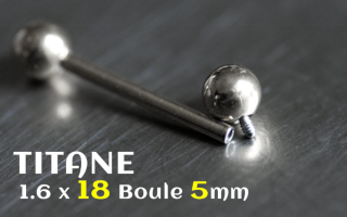 barbell titane 1.6x18 - boules 5 mm- vissage interne