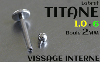 Labret Titane 1.0 x 6 - boule 2 mm