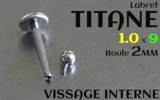Labret Titane 1.0 x 9 - boule 2 mm