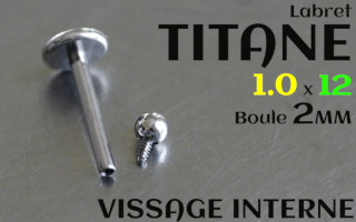 Labret Titane 1.0 x 12 - boule 2 mm