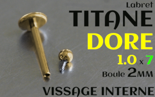Labret Titane Dore 1.0 x 7 - boule 2 mm