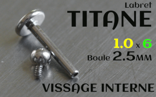 Labret Titane 1.0 x 6 - boule 2.5 mm