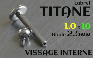 Labret Titane 1.0 x 10 - boule 2.5 mm