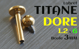 Labret Titane Dore 1.2 x 6 - boule 3 mm