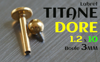 Labret Titane Dore 1.2 x 10 - boule 3 mm